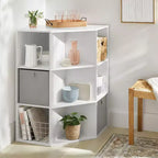 Scaffale ad angolo 9 cubi – Bianco, salvaspazio per esposizione e archiviazione