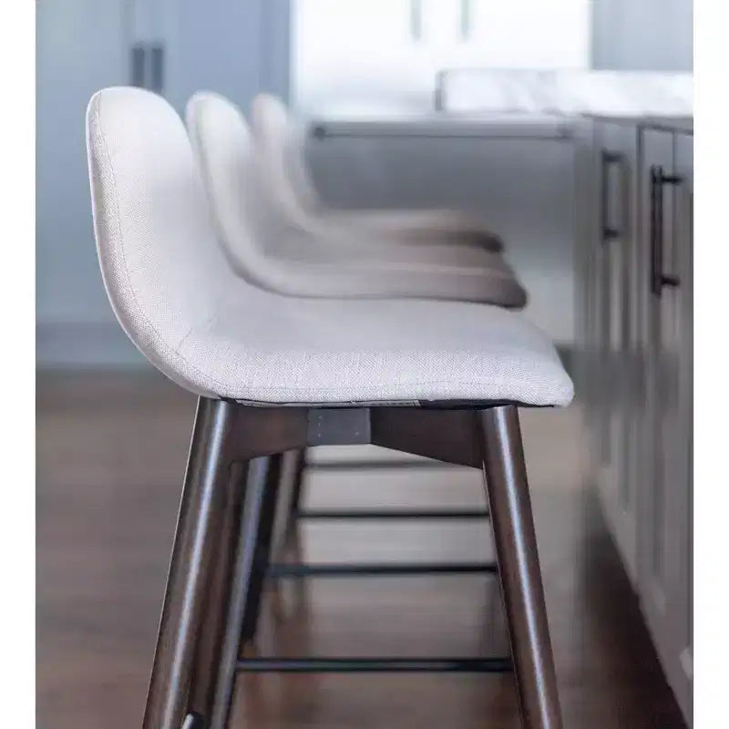 Handcrafted Upholstered Counter Height Barstool – Beige, Modern Elegance