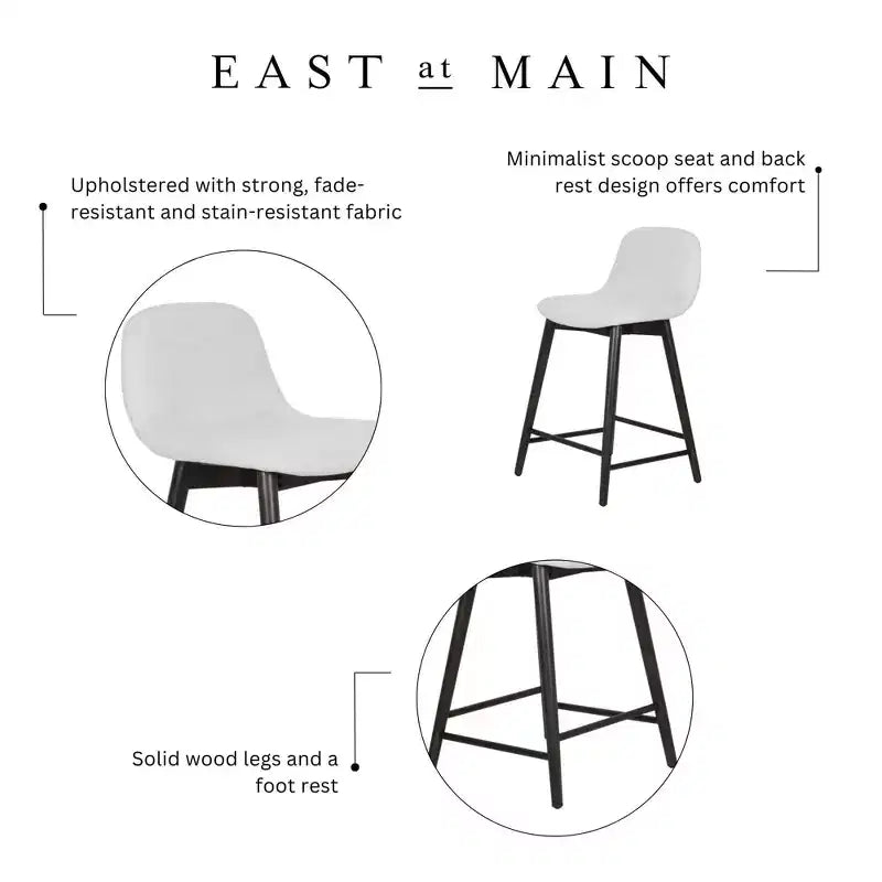 Handcrafted Upholstered Counter Height Barstool – Beige, Modern Elegance