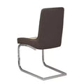 Set of 2 Contemporary Upholstered Dining Chairs – Two-Tone, Chrome Legs, Brown