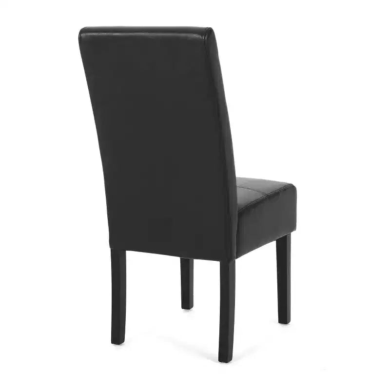 Christopher Knight Home Set of 2 Pertica Faux Leather Upholstered T Stitch Dining Chairs Midnight Black/Espresso