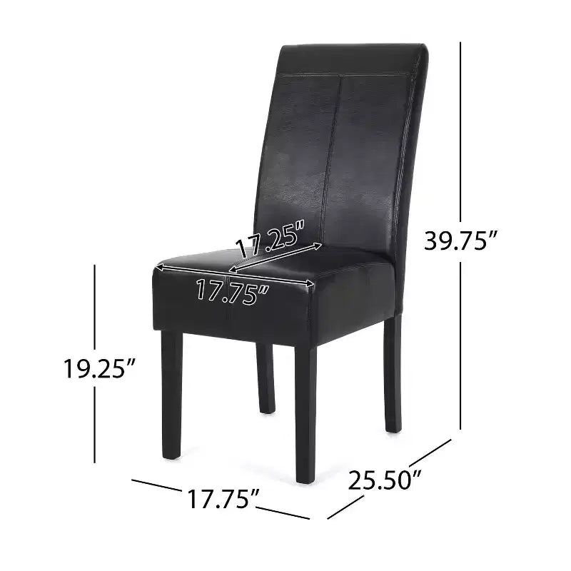 Christopher Knight Home Set of 2 Pertica Faux Leather Upholstered T Stitch Dining Chairs Midnight Black/Espresso