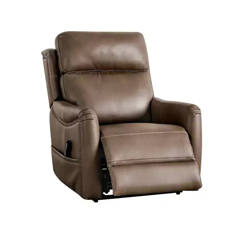 HOMES: Inside + Out Starbright Leatherette Powered Lift Chair Recliner with Zone Heating and Patented Footrest Extension Brown