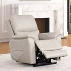 Poltrona relax elettrica in similpelle con poggiatesta brevettato – Grigio chiaro