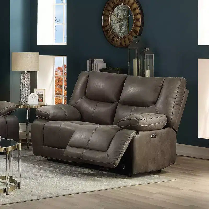 Modern Gray Upholstered Loveseat Sofa – Cotton Fabric, Seats 2