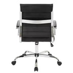 Sedia da ufficio Mid-Century Modern in pelle a coste – Girevole, inclinabile e con base cromata
