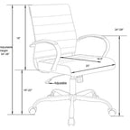 Sedia da ufficio Mid-Century Modern in pelle a coste – Girevole, inclinabile e con base cromata