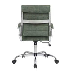 Sedia da ufficio Mid-Century Modern in pelle a coste – Girevole, inclinabile e con base cromata