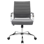 Sedia da ufficio Mid-Century Modern in pelle a coste – Girevole, inclinabile e con base cromata