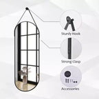 Specchio da parete a figura intera ovale a pillola 16x48" – Decorativo per bagno e ingresso, Nero/Oro
