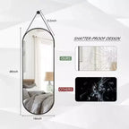 Specchio da parete a figura intera ovale a pillola 16x48" – Decorativo per bagno e ingresso, Nero/Oro