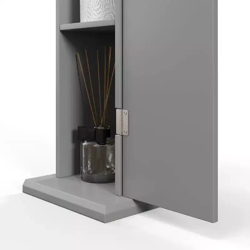 HOMCOM Toilet Paper Cabinet, Small Bathroom Corner Floor Cabinet with Doors and Shelves, Thin Storage Bathroom Organizer for Paper Shampoo