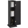 HOMCOM Toilet Paper Cabinet, Small Bathroom Corner Floor Cabinet with Doors and Shelves, Thin Storage Bathroom Organizer for Paper Shampoo