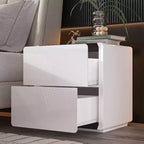 Comodino moderno con luce LED e 2 cassetti – Tavolino da notte bianco