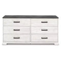 Signature Design by Ashley Shawburn Six Drawer Dresser, Two-Tone Whitewash and Rustic Gray, Modern Farmhouse