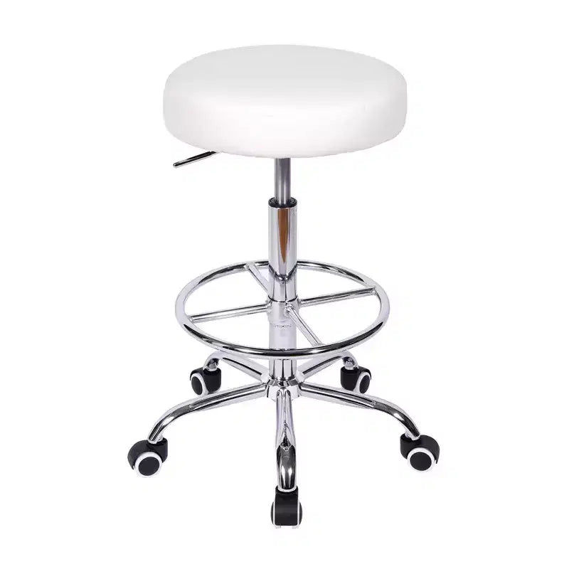VECELO Round Rolling Stool, Easy Assembly PU Leather Height Adjustable Drafting Swivel Chair