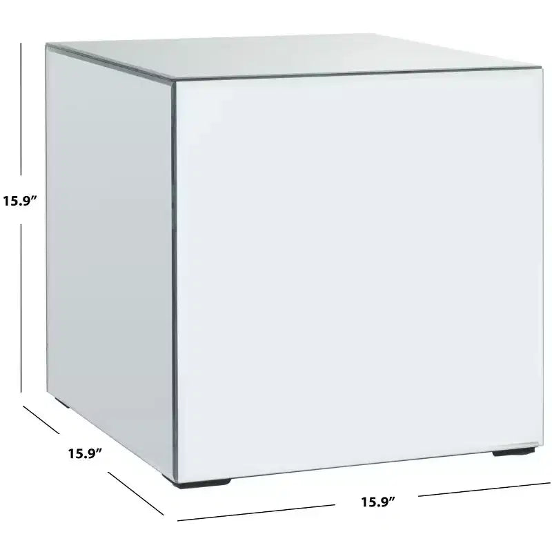 Square Mirrored Accent Side Table – Silver, Modern Glam Style