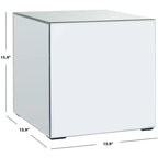 Square Mirrored Accent Side Table – Silver, Modern Glam Style