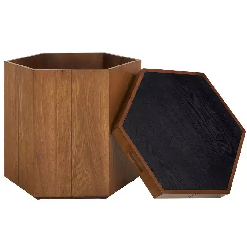 Hexagon Tray Top Accent Table with Storage – Modern Side Table
