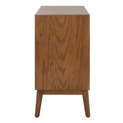 2-Drawer 1-Shelf Chest with USB Charging – Medium Oak & Antique Gold