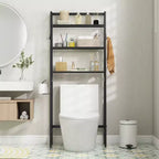 Scaffale portaoggetti da bagno da 3 ripiani da sopra WC con 2 ganci laterali – Bianco/Nero