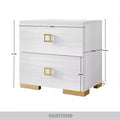 Set of 2 Modern Nightstands with Drawer – Gold Legs, White or Black