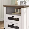 Farmhouse Nightstand with Charging Station, 2 Drawers & USB Ports – 18"