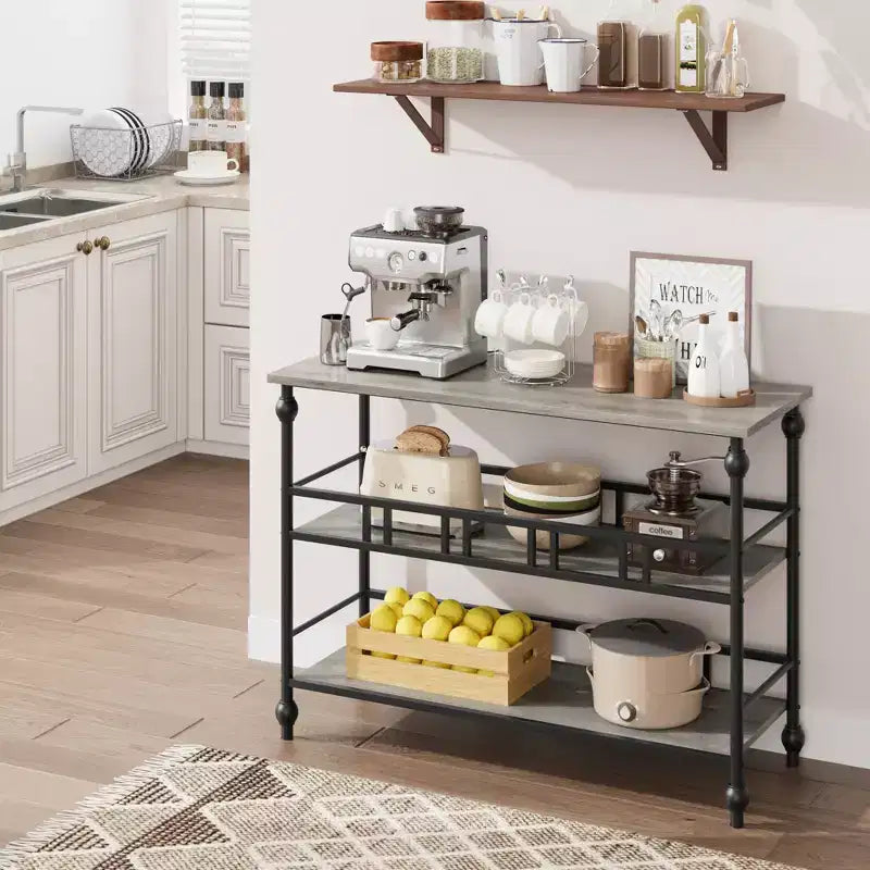 Garvee Console Table, 3-Tier Sofa Tables Narrow Entryway Table with Storage, 43 Behind Couch Table Industrial Hallway Table, Rustic Gray
