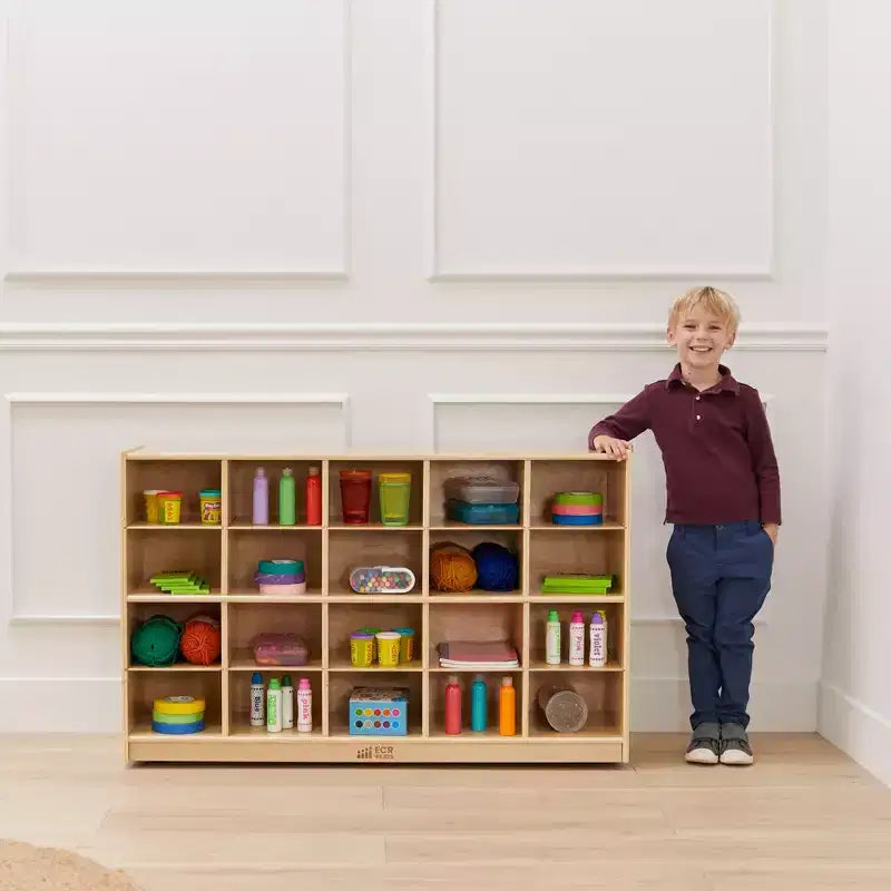 ECR4Kids 20 Cubby Mobile Tray Storage Cabinet, 4x5, Classroom Furniture