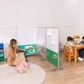 3-Panel Mobile Dry-Erase & Flannel Split Room Divider – School & Office