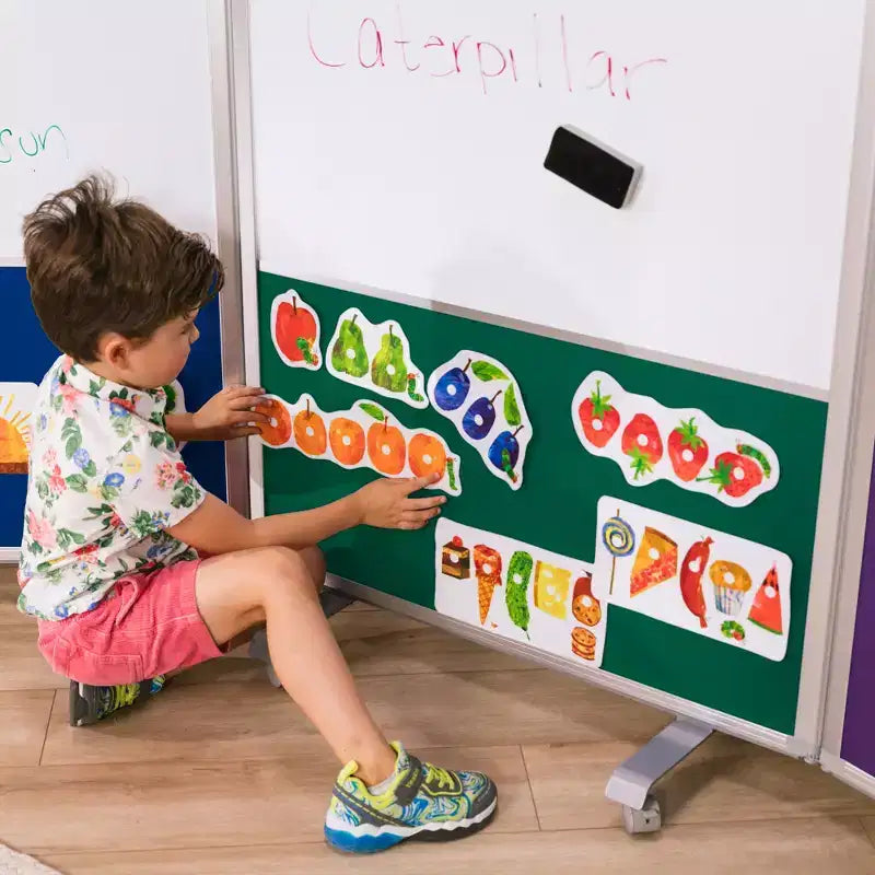 ECR4Kids Mobile Dry-Erase and Flannel Split Room Divider, 3-Panel, School Supplies