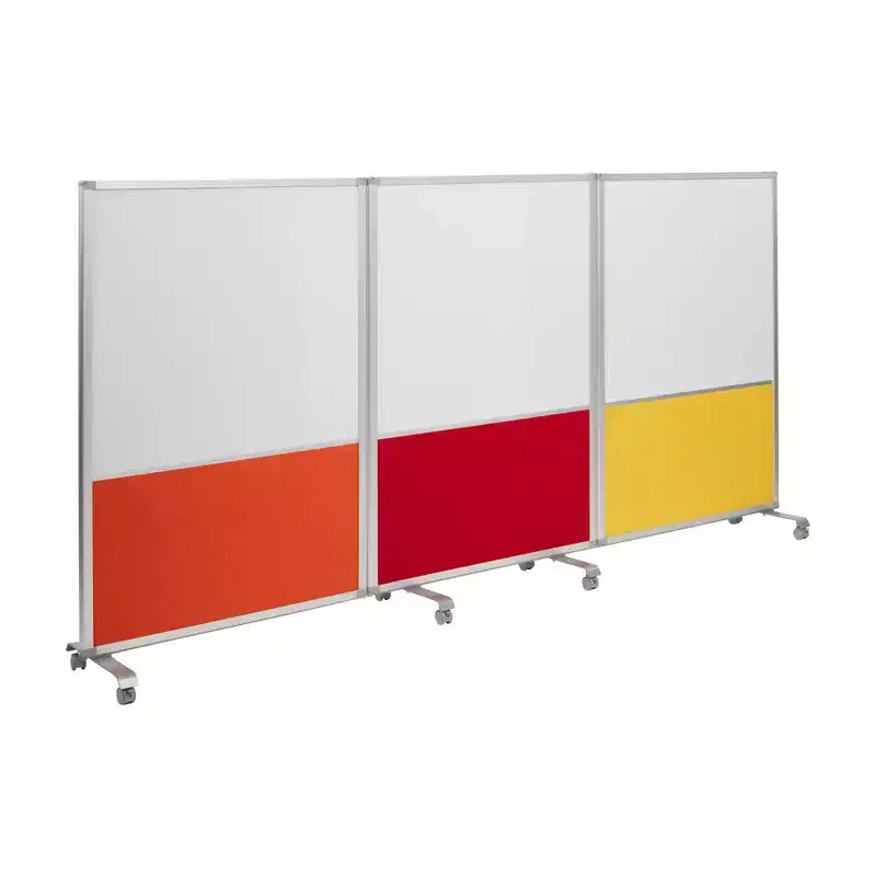 ECR4Kids Mobile Dry-Erase and Flannel Split Room Divider, 3-Panel, School Supplies