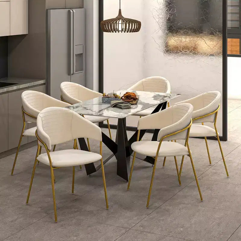 LeisureMod Dining Chair Upholstered in Leather & Velvet, Ergonomic Padded Seat & Back, Durable Stainless Steel Base  Bella Series Accent Armchair