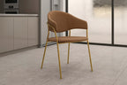 LeisureMod Dining Chair Upholstered in Leather & Velvet, Ergonomic Padded Seat & Back, Durable Stainless Steel Base  Bella Series Accent Armchair