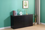 6 Drawer Dresser for Bedroom Wide Modern Chest of Drawers Steel Frame MDF Storage Black
