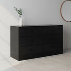 Cassettiera a 6 cassetti per camera da letto, moderna e ampia, con telaio in acciaio, in MDF nero