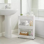 Carrello portaoggetti sottile a 3 ripiani con rotelle – Organizzatore per bagno, cucina e dormitorio