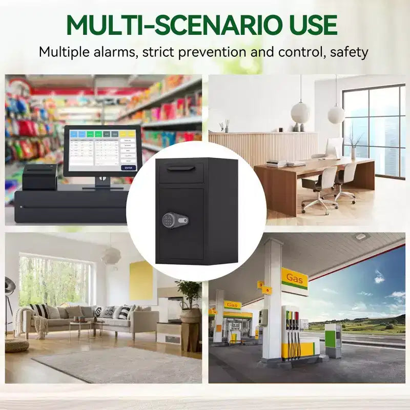 Depository Drop Safe, Anti-Theft Money Drop Slot Safes with Digital Keypad and Spare Keys, Heavy Duty Money Safe Box for Home Office