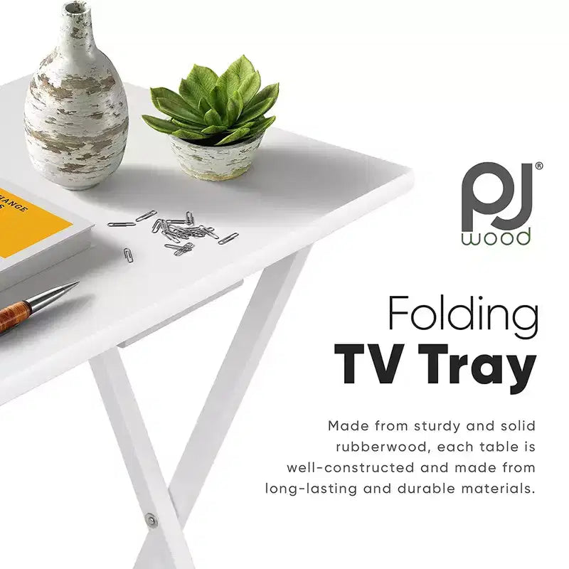 Folding Wood TV Tray Tables Set of 2 – Portable Snack & Laptop Trays