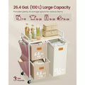 3-Compartment Rolling Laundry Sorter with Shelves & Side Pockets – 26.4 Gal